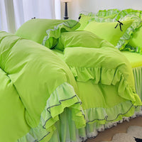 HKM-488019 Lace Mesh Bow Four-Piece Bedding Set for Double Beds