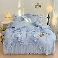HKM-488019 Lace Mesh Bow Four-Piece Bedding Set for Double Beds