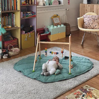 HKM-488083 Leaf-Inspired Baby Crawling Mat for Developmental Play, Gray and Green, 95cm x 85cm