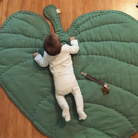 HKM-488083 Leaf-Inspired Baby Crawling Mat for Developmental Play, Gray and Green, 95cm x 85cm