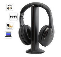 HKM-488083 Wireless Bluetooth TV Headphones with PU Leather Ear Cushions and 3.5mm Plug