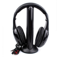 HKM-488083 Wireless Bluetooth TV Headphones with PU Leather Ear Cushions and 3.5mm Plug