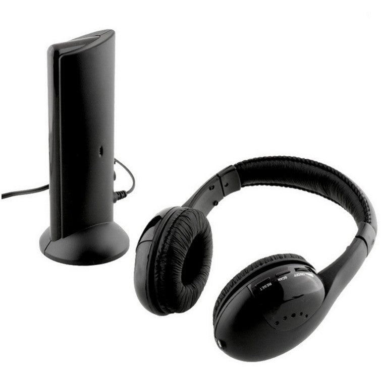 HKM-488083 Wireless Bluetooth TV Headphones with PU Leather Ear Cushions and 3.5mm Plug