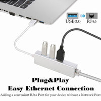 HKM-488211 USB 3.0 Gigabit Ethernet Adapter with 3 USB Ports for Mac, PC, and Chromebook