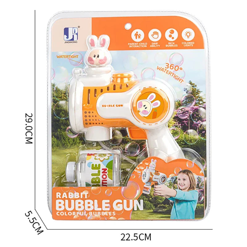 HKM-488275 Cute Rabbit Fully Automatic Electric Bubble Blower Toy for Kids, 10 Holes Bubble Machine