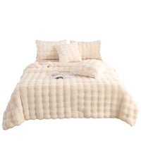 HKM-488339 Cozy Solid Color Rabbit Plush Blanket and Pillow Covers for Winter Use