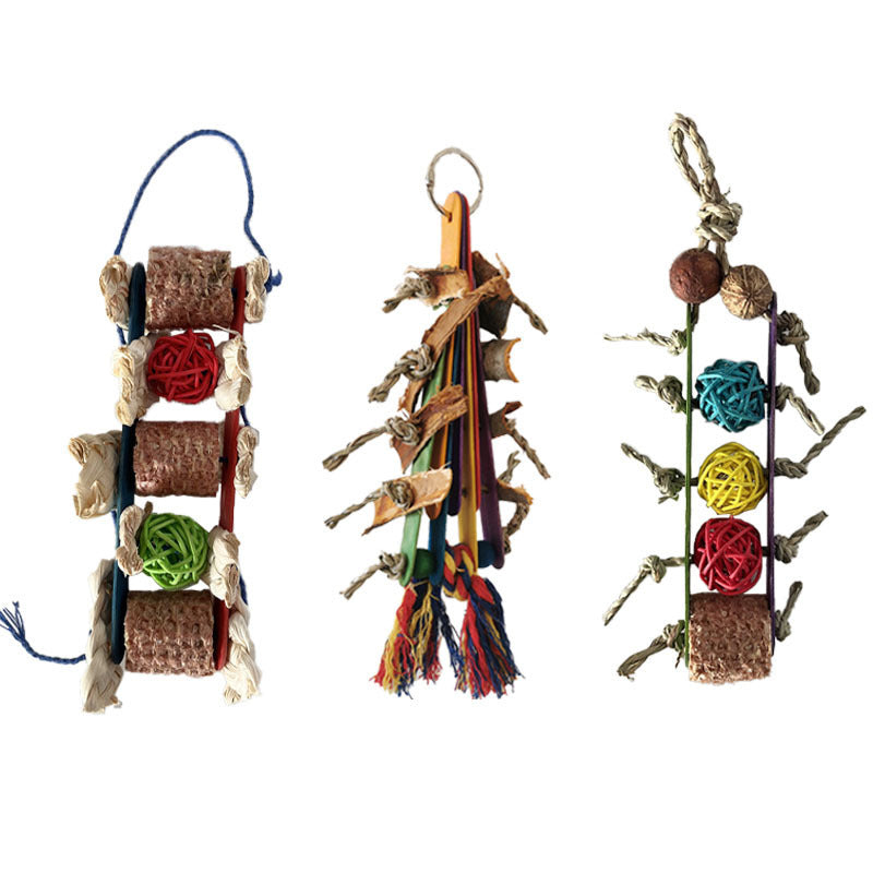 HKM-488467 Creative Parrot Corn Cob Bite String Wooden Bite Toy