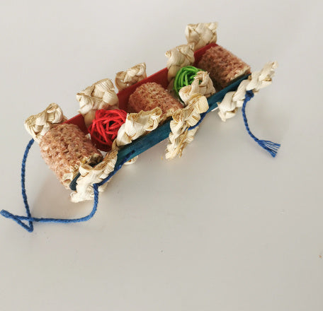 HKM-488467 Creative Parrot Corn Cob Bite String Wooden Bite Toy
