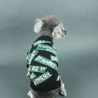 HKM-488595 Stylish Wool Sweater for Dogs and Cats with Street Slogan Print in Black