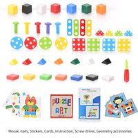 HKM-488595 Tangotoys 3D Mosaic Puzzle Toy Set for Kids - Educational Hand Drill Building Blocks, Unisex, Ages 2-4