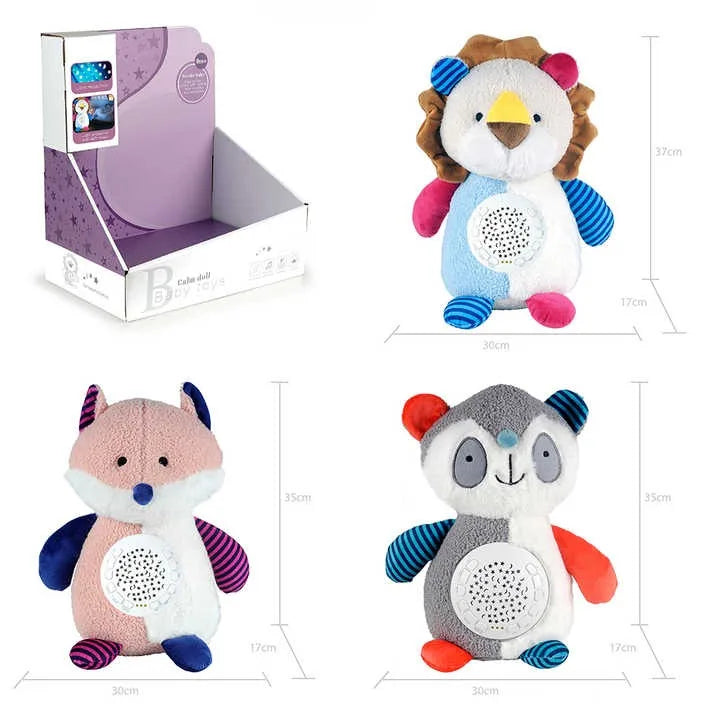 Plush Baby Fox Doll with Soothing Sounds and Light Projection, 31-50cm