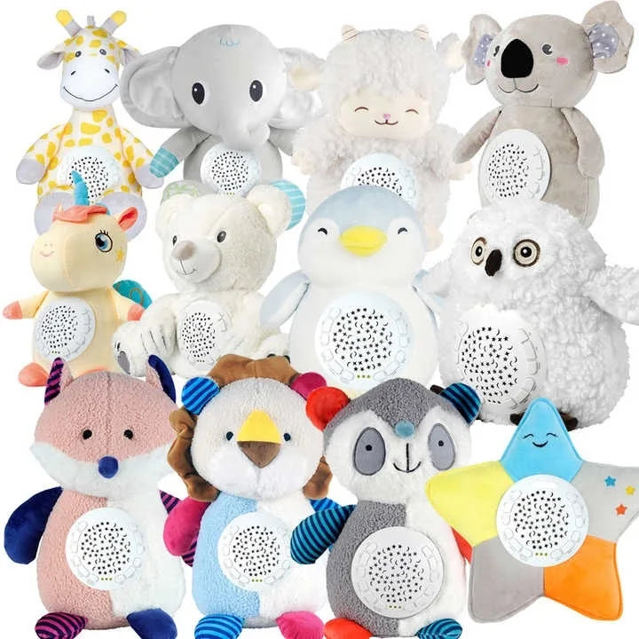 Plush Baby Fox Doll with Soothing Sounds and Light Projection, 31-50cm