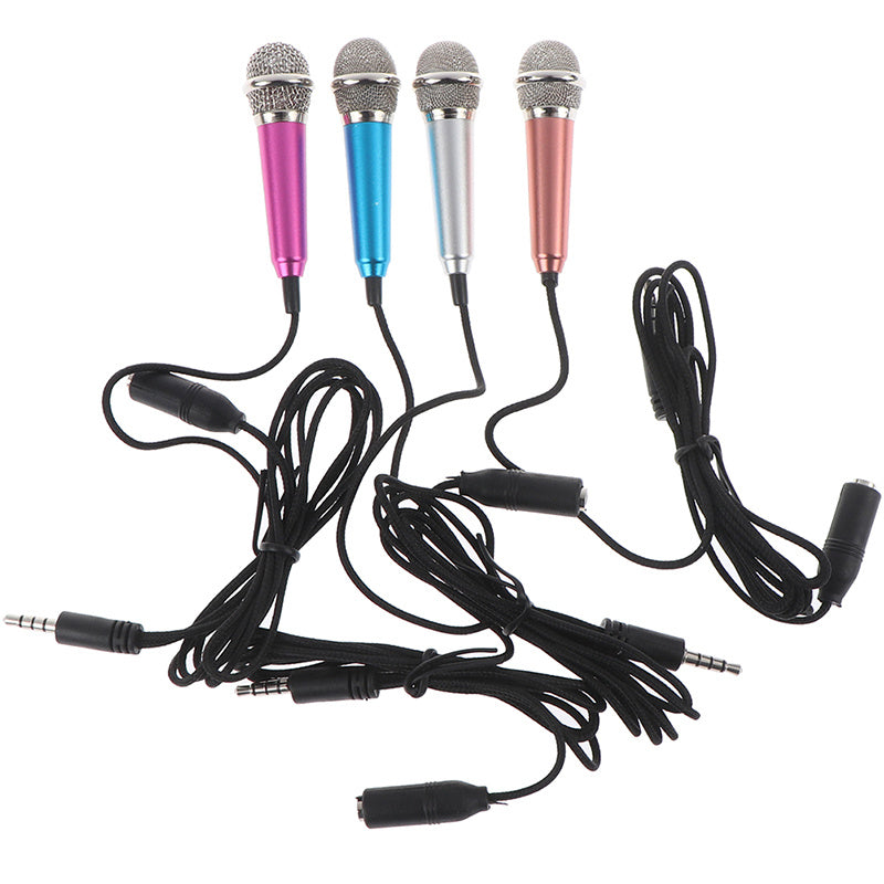 KTX-488723 Compact 3.5mm Stereo Microphone for Karaoke and Studio Use - Available in Rose Gold, Blue, Rose Red, and Silver
