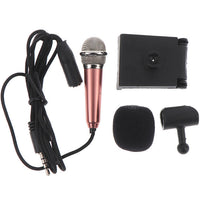 HKM-488723 Compact 3.5mm Stereo Microphone for Karaoke and Studio Use - Available in Rose Gold, Blue, Rose Red, and Silver