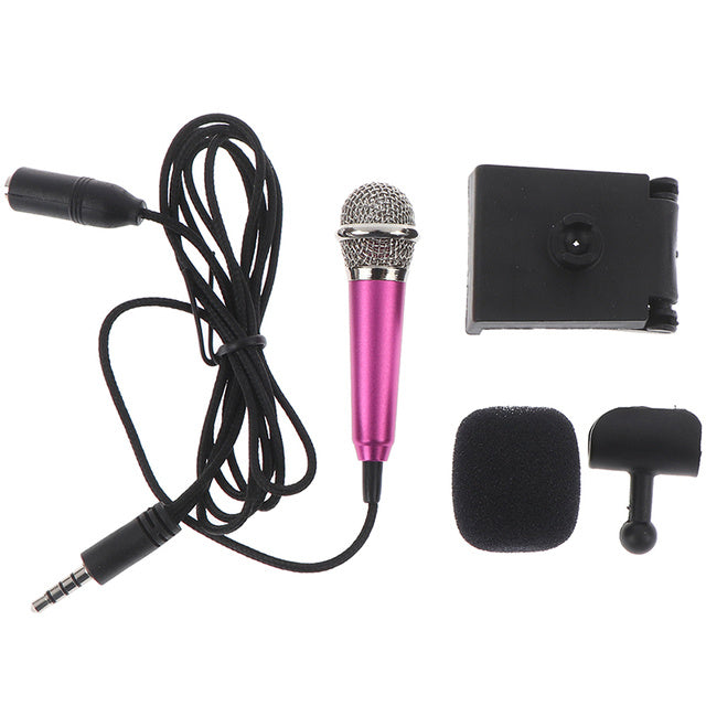 KTX-488723 Compact 3.5mm Stereo Microphone for Karaoke and Studio Use - Available in Rose Gold, Blue, Rose Red, and Silver