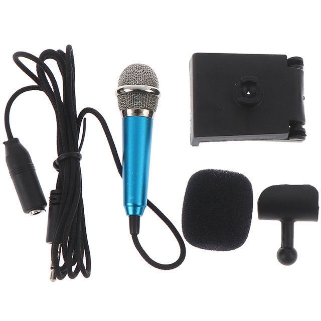 KTX-488723 Compact 3.5mm Stereo Microphone for Karaoke and Studio Use - Available in Rose Gold, Blue, Rose Red, and Silver