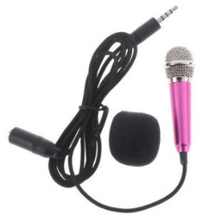KTX-488723 Compact 3.5mm Stereo Microphone for Karaoke and Studio Use - Available in Rose Gold, Blue, Rose Red, and Silver
