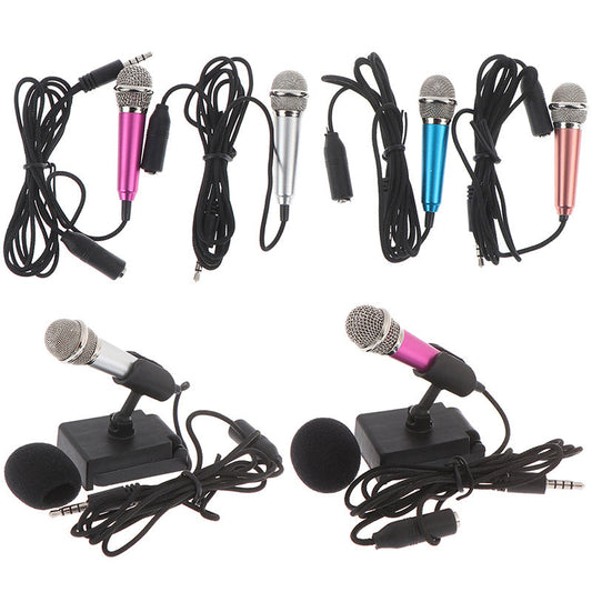 KTX-488723 Compact 3.5mm Stereo Microphone for Karaoke and Studio Use - Available in Rose Gold, Blue, Rose Red, and Silver