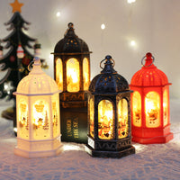 HKM-488787 Hexagonal Portable Cartoon Night Lamp Decorations - Red Old Man, Bronze Deer, Retro Silver Old Man, White Snowman