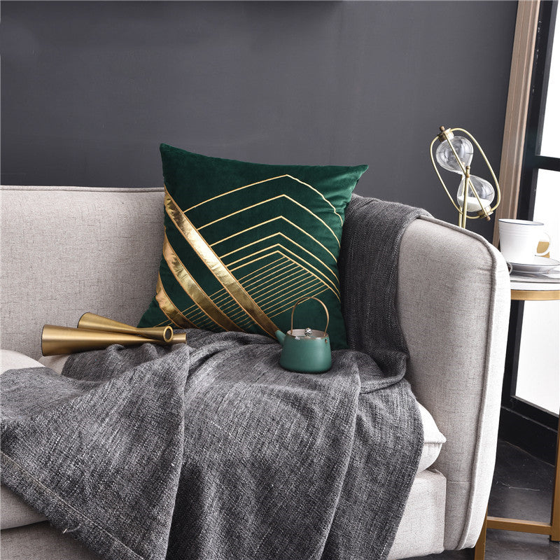 HKM-488851 Light Luxury American Style Embroidered Patch Leather Pillow - Multiple Colors Available