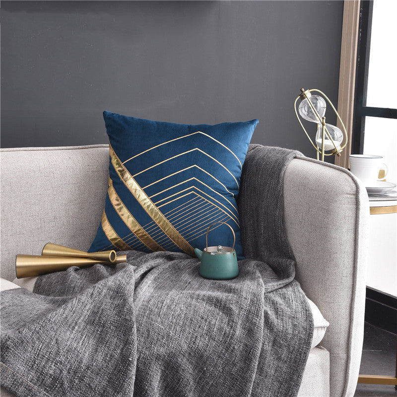 HKM-488851 Light Luxury American Style Embroidered Patch Leather Pillow - Multiple Colors Available