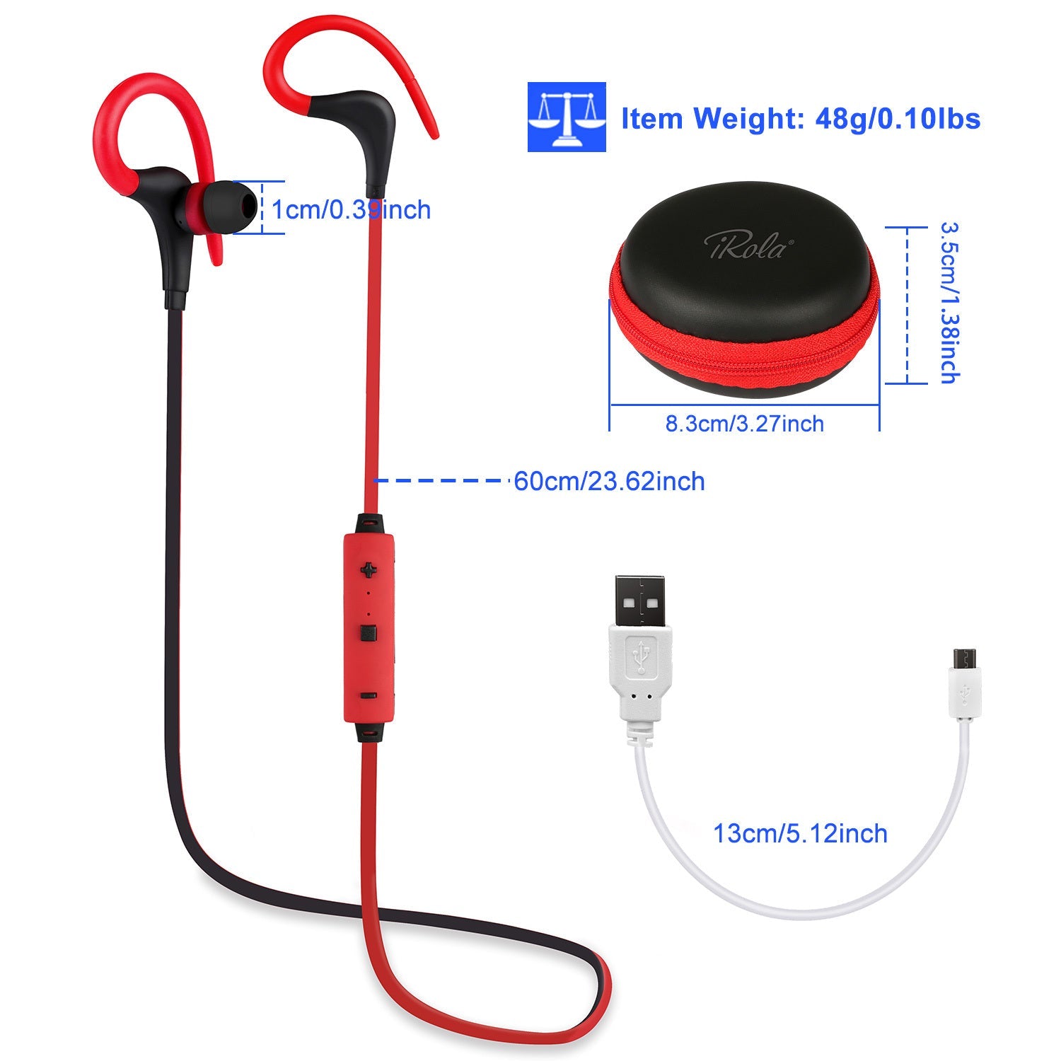 HKM-488915 Sweatproof Wireless Sport Earphones with Noise Cancellation and In-Line Mic for Running and Hiking