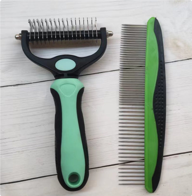 HKM-489107 Stainless Steel Pet Knot Opening Comb - Small & Large Sizes in Blue, Pink, Orange, Green