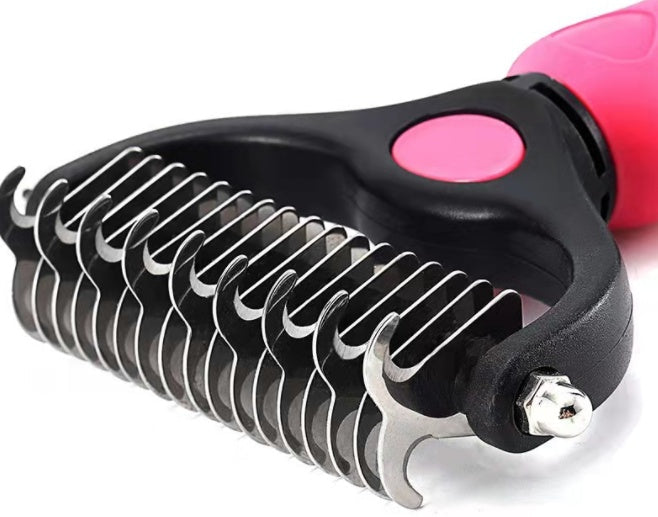 HKM-489107 Stainless Steel Pet Knot Opening Comb - Small & Large Sizes in Blue, Pink, Orange, Green
