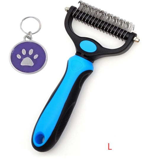 HKM-489107 Stainless Steel Pet Knot Opening Comb - Small & Large Sizes in Blue, Pink, Orange, Green