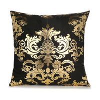 HKM-489171 Bronzing Short Plush Sofa Cushion Cover - 45x45cm, Black and Gold Variants