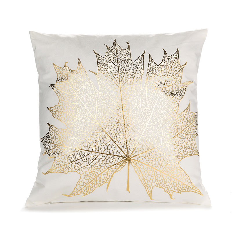 HKM-489171 Bronzing Short Plush Sofa Cushion Cover - 45x45cm, Black and Gold Variants
