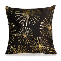 HKM-489171 Bronzing Short Plush Sofa Cushion Cover - 45x45cm, Black and Gold Variants