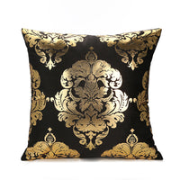 HKM-489171 Bronzing Short Plush Sofa Cushion Cover - 45x45cm, Black and Gold Variants