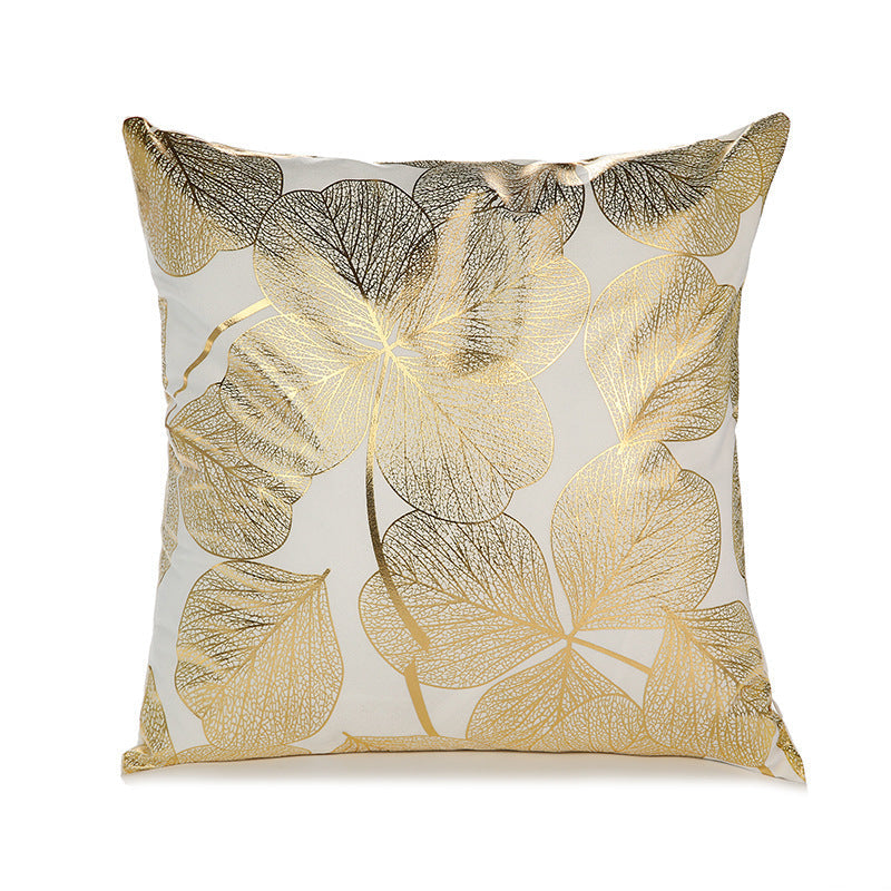 HKM-489171 Bronzing Short Plush Sofa Cushion Cover - 45x45cm, Black and Gold Variants