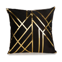 HKM-489171 Bronzing Short Plush Sofa Cushion Cover - 45x45cm, Black and Gold Variants