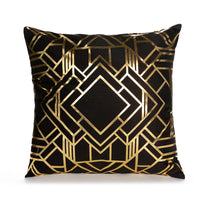 HKM-489171 Bronzing Short Plush Sofa Cushion Cover - 45x45cm, Black and Gold Variants
