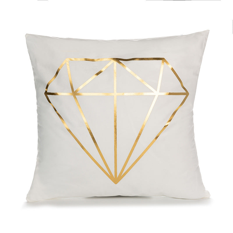 HKM-489171 Bronzing Short Plush Sofa Cushion Cover - 45x45cm, Black and Gold Variants
