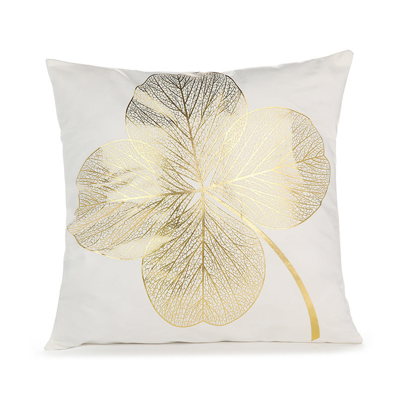HKM-489171 Bronzing Short Plush Sofa Cushion Cover - 45x45cm, Black and Gold Variants