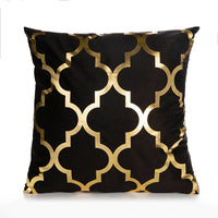 HKM-489171 Bronzing Short Plush Sofa Cushion Cover - 45x45cm, Black and Gold Variants