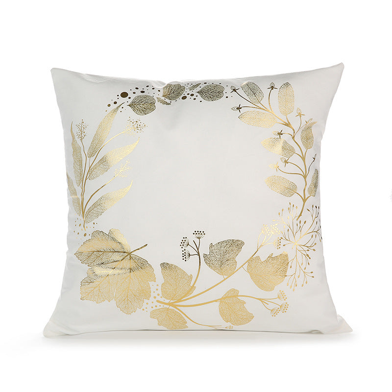 HKM-489171 Bronzing Short Plush Sofa Cushion Cover - 45x45cm, Black and Gold Variants