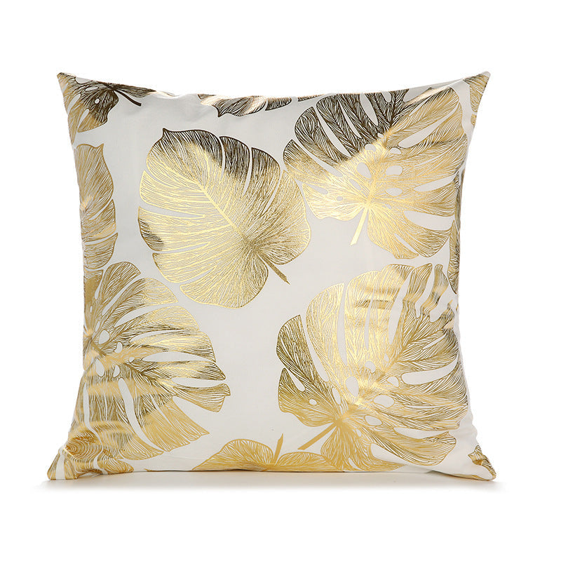 HKM-489171 Bronzing Short Plush Sofa Cushion Cover - 45x45cm, Black and Gold Variants