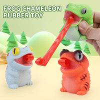 HKM-489171 Creative Cartoon Chameleon Squeeze Toy with Rolling Tongue for Stress Relief