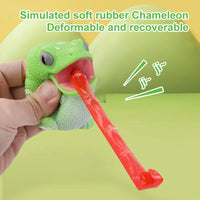 HKM-489171 Creative Cartoon Chameleon Squeeze Toy with Rolling Tongue for Stress Relief