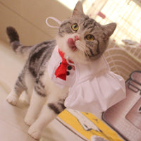 HKM-489171 Pet Outfit with Hat and Scarf - White, Sizes S to L, Ideal for Dressing Up Pets