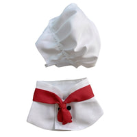 HKM-489171 Pet Outfit with Hat and Scarf - White, Sizes S to L, Ideal for Dressing Up Pets