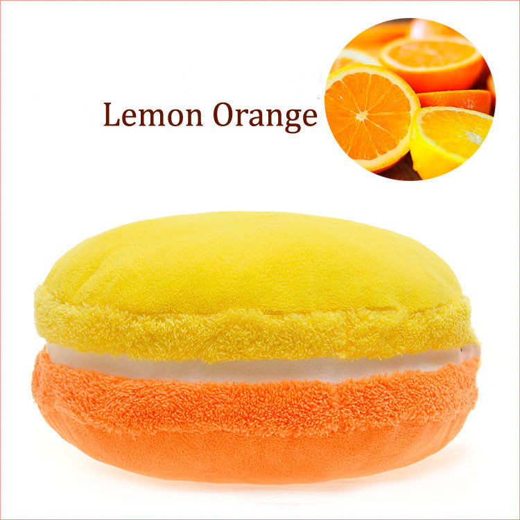 HKM-489235 French Macaron Round Cake Plush Pillow Cushion, 37x37x15cm with PP Cotton Filling
