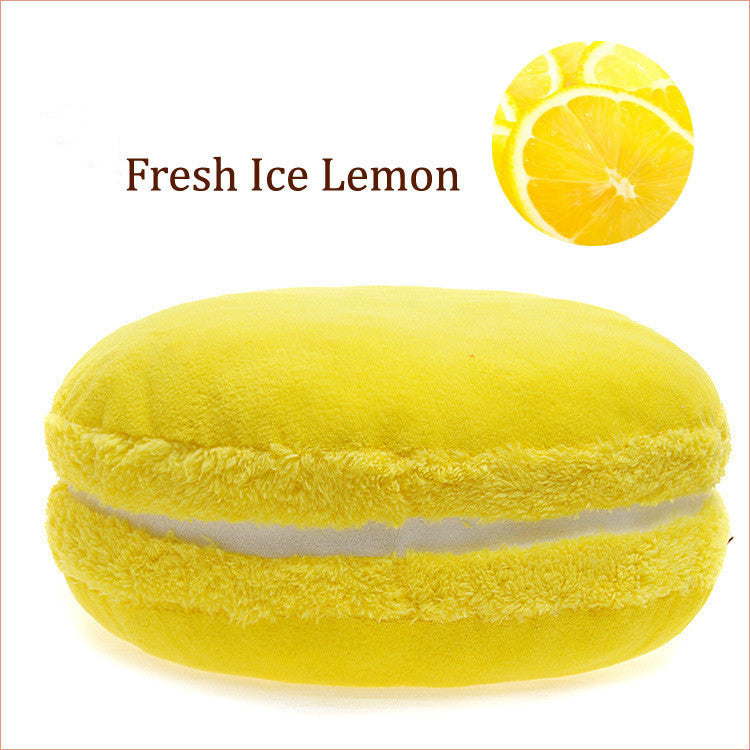 HKM-489235 French Macaron Round Cake Plush Pillow Cushion, 37x37x15cm with PP Cotton Filling