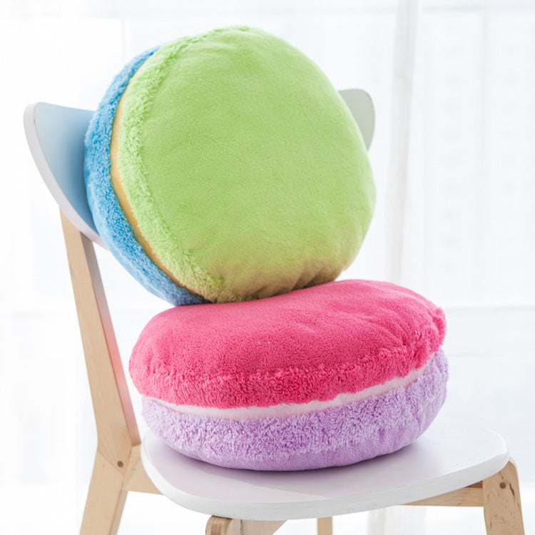 HKM-489235 French Macaron Round Cake Plush Pillow Cushion, 37x37x15cm with PP Cotton Filling