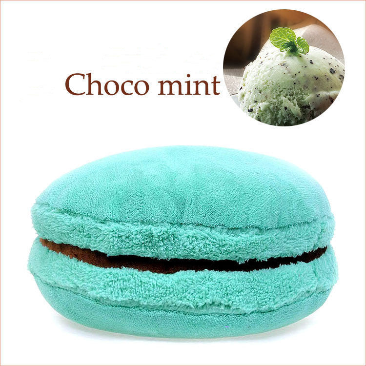 HKM-489235 French Macaron Round Cake Plush Pillow Cushion, 37x37x15cm with PP Cotton Filling