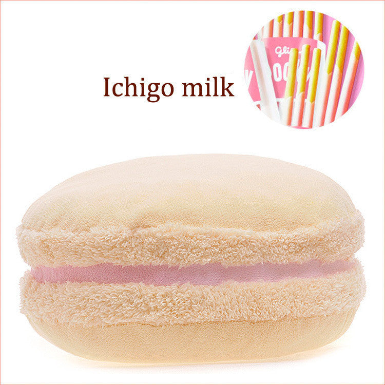 HKM-489235 French Macaron Round Cake Plush Pillow Cushion, 37x37x15cm with PP Cotton Filling